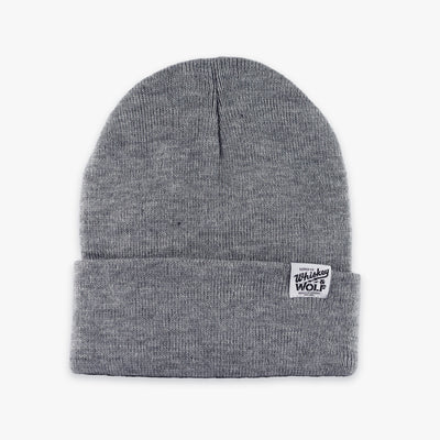 gray beanie designed by Whiskey and Wolf Supply co